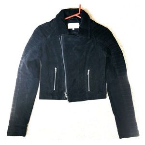 ASOS VILA black suede crop moto jacket